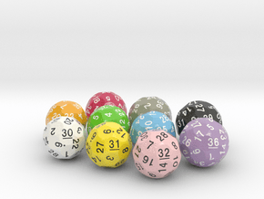 Optimal Packing Thirties Dice Set (d30-d39) in Smooth Full Color Nylon 12 (MJF)
