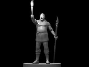 Male Commoner with Torch in Clear Ultra Fine Detail Plastic