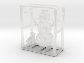 1-87 Scale Snowman w- Teddy Bear in Clear Ultra Fine Detail Plastic
