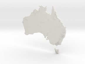 Australia Heightmap in White Natural Versatile Plastic