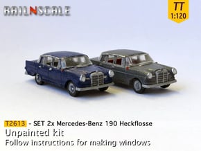 SET 2x Mercedes-Benz 190 (TT 1:120) in Smooth Fine Detail Plastic