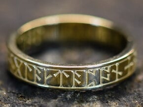 Kingmoor Runic Ring (Greymoor Hill Ring) in Polished Brass: 11 / 64