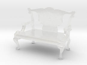 1:48 Miniature Chippendale Mahogany Settee Chair in Clear Ultra Fine Detail Plastic