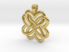 Four hearts flower in Polished Brass