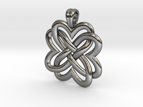 Four hearts flower in Polished Silver
