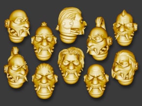 10x Oni Masked : Marine Heads - Set 1 in Tan Fine Detail Plastic
