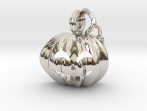 Jack-o-Lantern Pendant in Rhodium Plated Brass