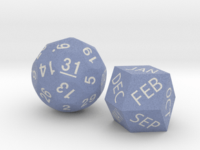 d12 & d31 Month and Day Dice Set in Natural Full Color Sandstone