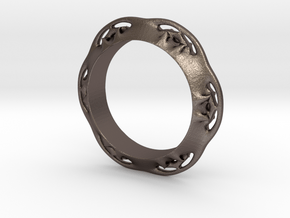 Flower Ring (Size: 6) in Polished Bronzed Silver Steel