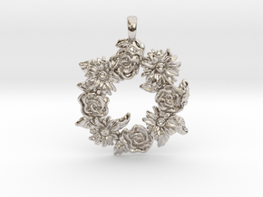 Floral Wreaths Necklace Pendant in Platinum