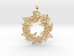 Floral Wreaths Necklace Pendant in 9K Yellow Gold 