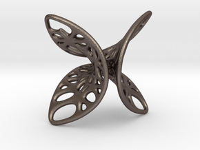 Geometric Butterfly Pendant in Polished Bronzed-Silver Steel