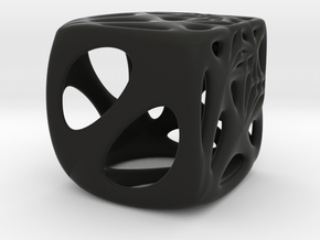 Distorted Cube Pendant in Black Smooth Versatile Plastic