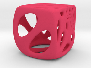 Distorted Cube Pendant in Pink Smooth Versatile Plastic