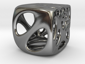 Distorted Cube Pendant in Polished Silver