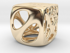 Distorted Cube Pendant in 14k Gold Plated Brass