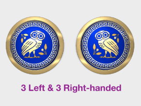 Celestial Owls - Round Power Shields (L&R) in Tan Fine Detail Plastic: Small