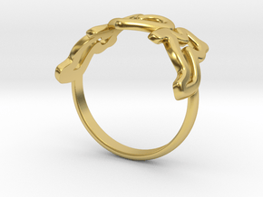Swedish Dala horse heart ring in Polished Brass: 6 / 51.5