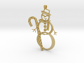 Candy Cane + Snowman ornament in Tan Fine Detail Plastic