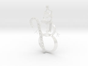 Candy Cane + Snowman ornament in Clear Ultra Fine Detail Plastic