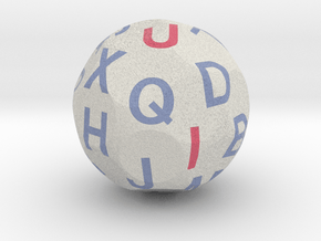 d26 Sphere Dice - Alphabet (vowels) in Natural Full Color Nylon 12 (MJF)