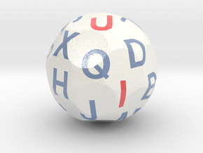 d26 Sphere Dice - Alphabet (vowels) in Smooth Full Color Nylon 12 (MJF)