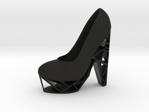 Left Triangle High Heel in Black Smooth PA12