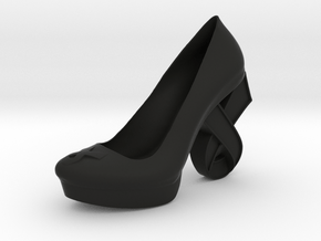 Left Cancer Ribbon High Heel in Black Smooth PA12