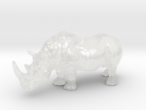 White Rhinoceros 20mm H0 scale animal miniature wl in Clear Ultra Fine Detail Plastic