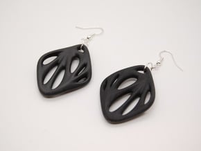 Pierced Rhombus Earrings in Black Natural Versatile Plastic