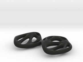 Pierced Rhombus Earrings in Black Smooth Versatile Plastic