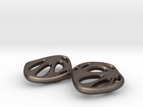 Pierced Rhombus Earrings in Polished Bronzed-Silver Steel