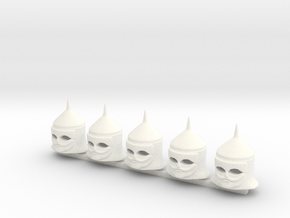 5 x Medieval Kiptschak Mask in White Processed Versatile Plastic