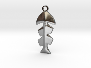 Fishbone Pendant in Polished Silver