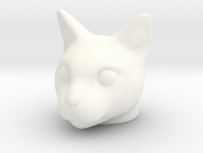 Cat Head in White Smooth Versatile Plastic