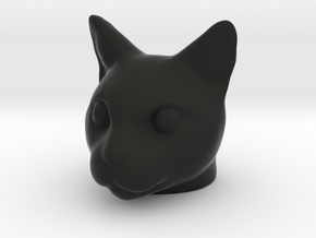 Cat Head in Black Smooth Versatile Plastic