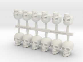 Skulls 01. 1:24 Scale in White Natural Versatile Plastic