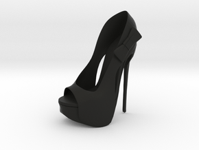 Left Peeptoe High Heel with Bow in Black Smooth PA12