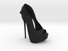 Right Peeptoe High Heel with Bow in Black Smooth PA12