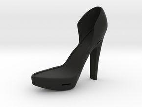 Left Leather Strap High Heel in Black Smooth Versatile Plastic