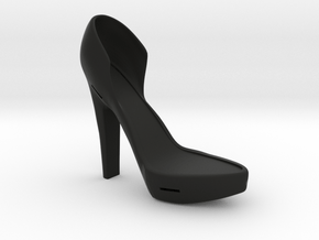 Right Leather Strap High Heel in Black Smooth Versatile Plastic