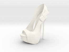 Left Peeptoe High Heel with Bow in White Smooth Versatile Plastic