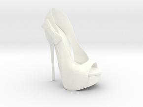 Right Peeptoe High Heel with Bow in White Smooth Versatile Plastic