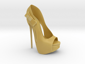 Right Peeptoe High Heel with Bow in Tan Fine Detail Plastic