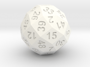 50-side dice (solid core) in White Processed Versatile Plastic