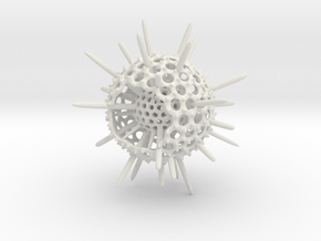 Spiky Spumellaria Sculpture - Science Gift in White Natural Versatile Plastic