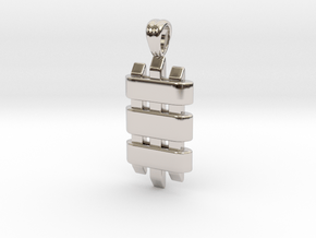 Squared pendant in Rhodium Plated Brass