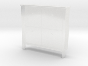 Miniature HEMNES Shoe Cabinet - 4 Compartments  in Clear Ultra Fine Detail Plastic: 1:12