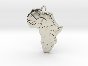 Afríca Continent Map Pendant in 14k White Gold: Medium