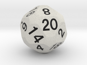 d20 Icosahedral Overtruncated Sphere Dice in Natural Full Color Sandstone